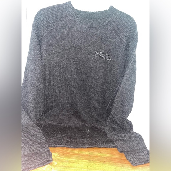 Harley-Davidson Other - Men's Wool + Acrylic Blend Harley Davidson Embroidered Sweater Dark Gray Medium